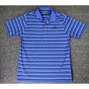 Pebble Beach Blue Striped Golf Polo Mens L Tennis Summer Beach Shirt